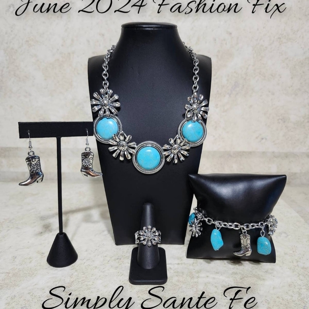 Turquoise Floral Statement Necklace Set